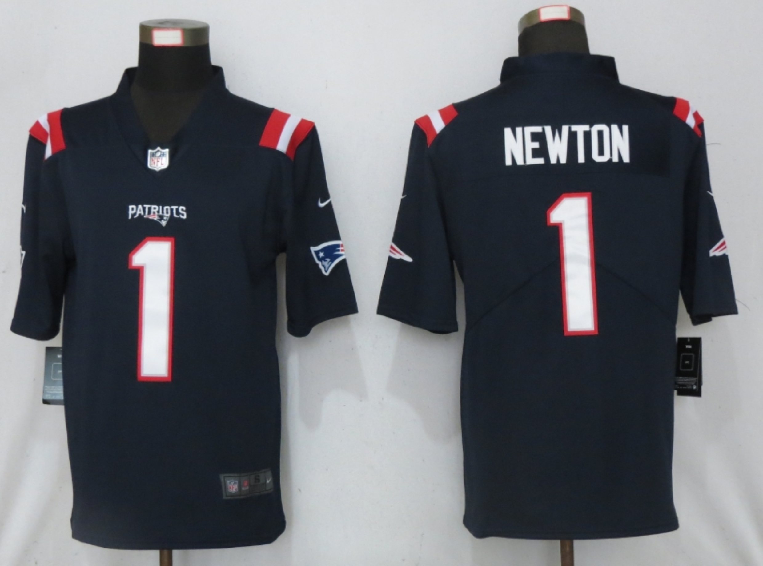 Men New Nike New England Patriots #1 Newton Nike Blue Game Jersey